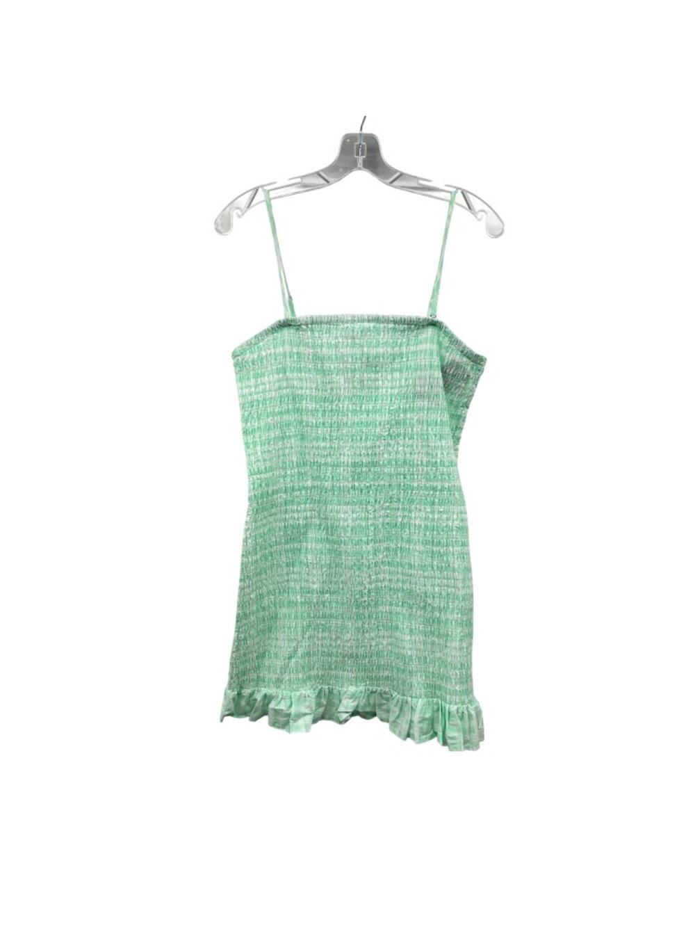 Wild Fable Smocked Mini Dress Sleeveless Mint/White Plaid Size Large New